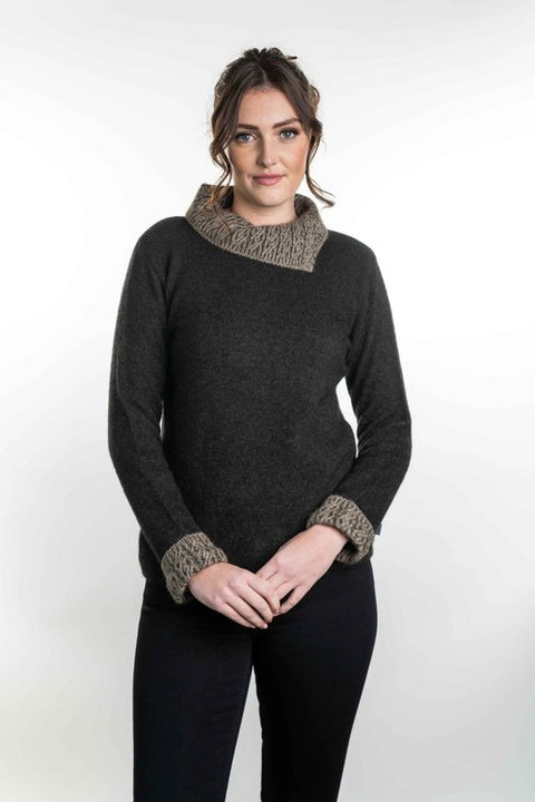 Two Tone Sweater in Espresso/Mocha