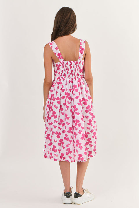 Wide Strap Summer Dress in Posy