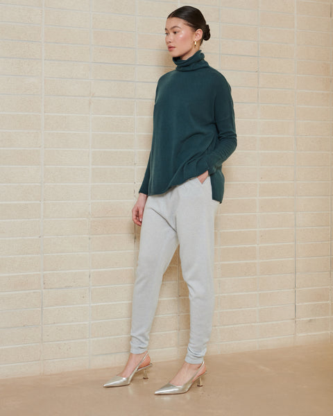 Split Side Roll neck Pullover in Opal Blue