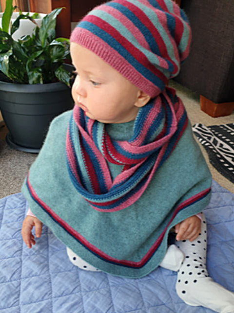 Childrens Merino Possum Poncho in Topaz